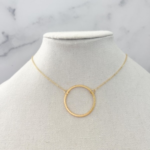 Infinity Circle Necklace Gold Karma Necklace Hammered Gold Circle Pendant Dainty Open Circle Necklace Dainty Gold Necklace Minimal Necklace