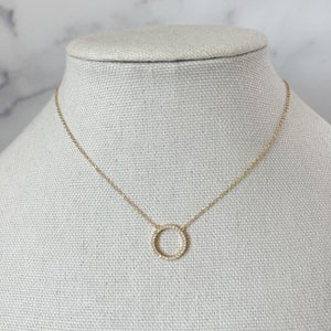 Infinity Circle Necklace Gold Karma Necklace Hammered Gold Circle Pendant Dainty Open Circle Necklace Dainty Gold Necklace Minimal Necklace