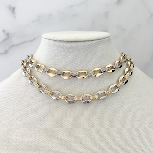 mixed Metal Chain Necklace Chunky Gold And Silver Chain Necklace Thick Gold and Silver Chain Necklace