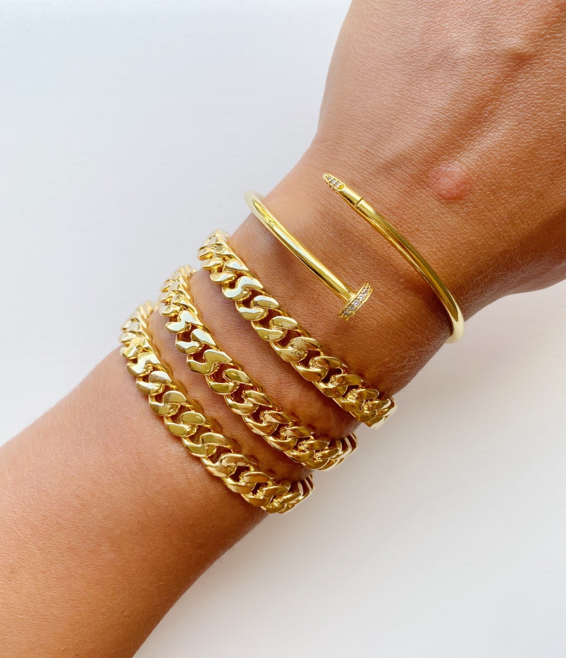 Gold Link Bracelet Gold Link Chain Bracelet Gold Link Cuff Etsy