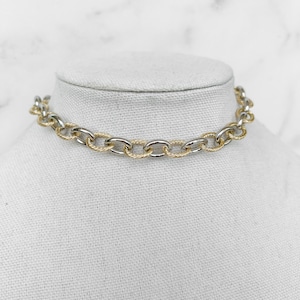 Gold and Silver Necklace Duo Chain Necklace Gold and Silver Jewelry Mixed Metal Necklace Mixed Metal Jewelry Unique Two Toned Chain Necklace