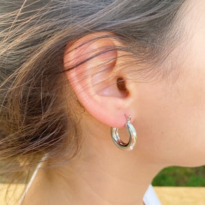Silver Hoop Earrings Silver Hollow Hoop Earrings Pipe Earrings Mini Pipe Earrings Chunky Silver Tube Hoop Earrings Big Silver Hoops Light