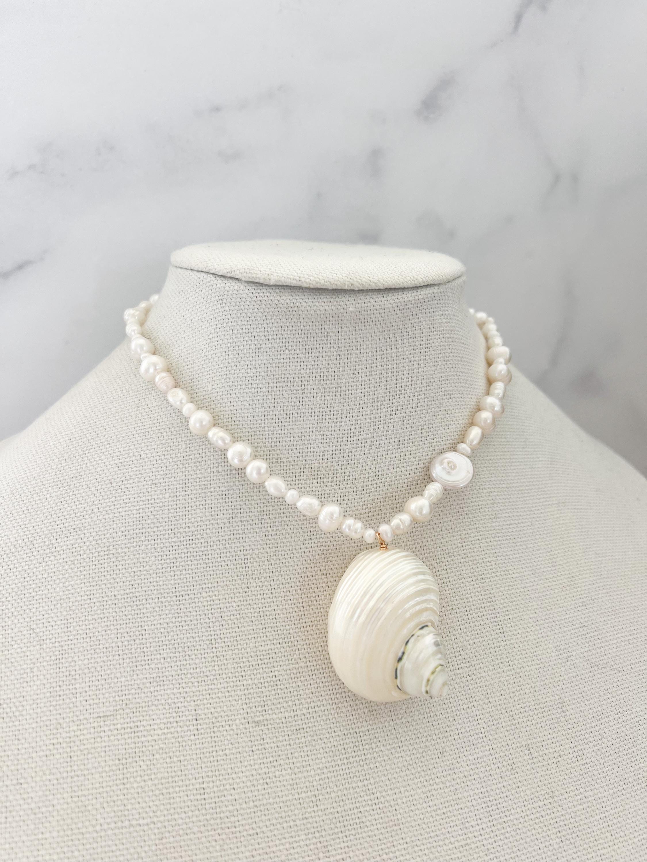 Large Shell Necklace Boho Seashell Necklace Large Seashell Pendant Boho ...
