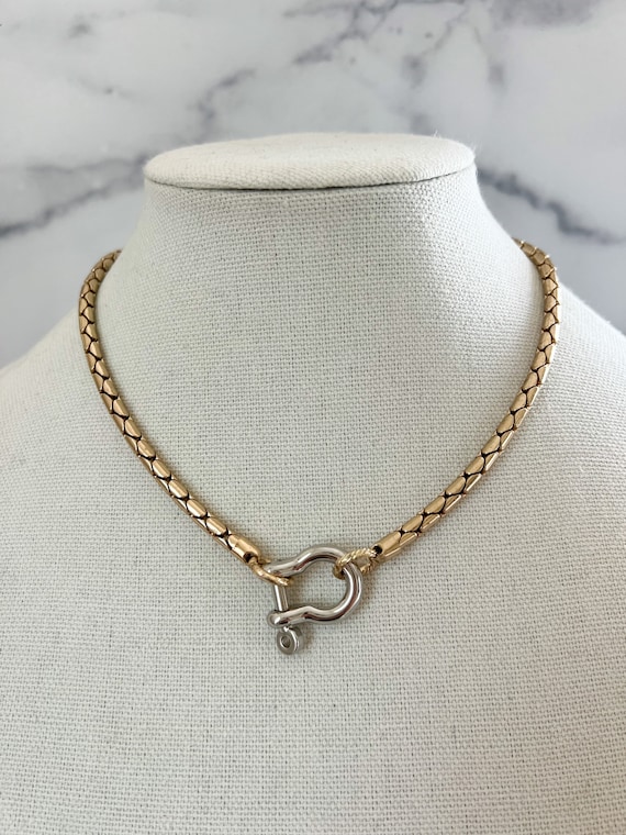 Two Tone Chunky Chain Necklace Silver and Gold Necklace Mixed
