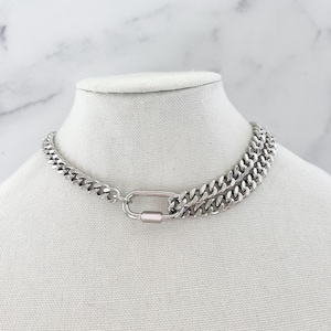 Y2K Silver Necklace Chunky Silver Chain Necklace Grunge Choker Gothic Choker Collar Silver Chain Collar Silver Punk Choker Goth Jewelry