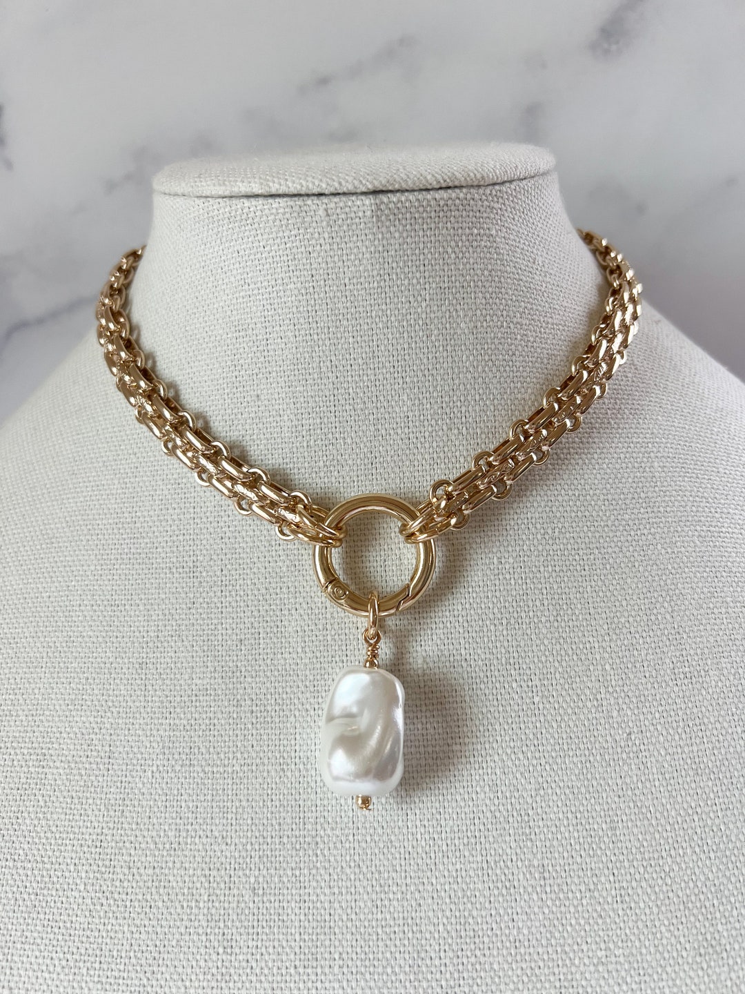 Texture Chain Baroque Pearl 2 Set Necklace main image 1