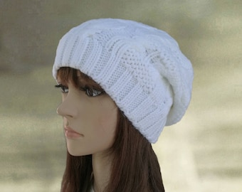 Wool Slouchy Beanie: Women's Knit Winter Hat