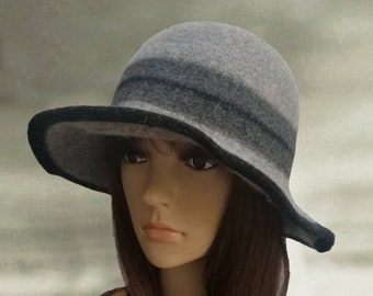 Felted Wool Cloche Hat: Elegant Gray Winter Hat