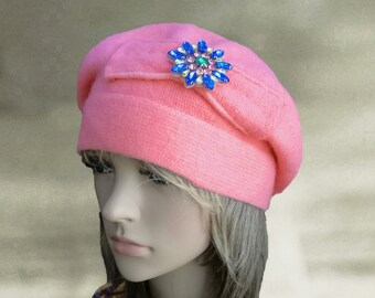 Felted Wool Beret: Embellished Winter Hat