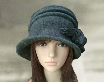 Ladies felt hats, Felted womens hat, Felted wool hats, Gray felt hats, Felt hats for lady, Winter hats women, Winter felted hats, Wool hats