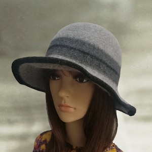 Ladies felted hats, Womens felt hat, Winter womens hat, Felted wool hat, Cloche hat, Women's hat trendy, Gray felted hat, Wool hat for lady