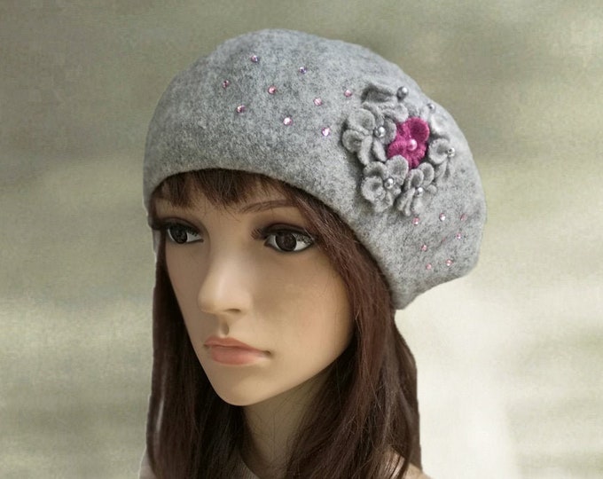 Felted Wool Beret Womens Felt Beret Winter Beret Women Etsy