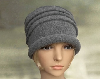 Womens felt hats, Ladies wool hat, Felted wool hat, Gray felt hat, Winter womens hat, Women&#39;s  felted hat, Felt hat for lady, Felted hat