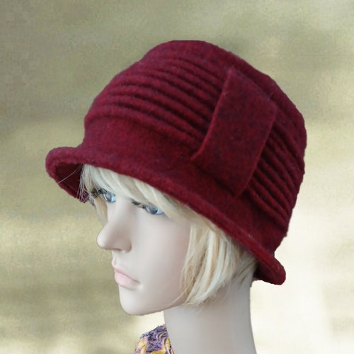 Felted Wool Hats Womens Winter Hats Felted Cloche Hat Etsy