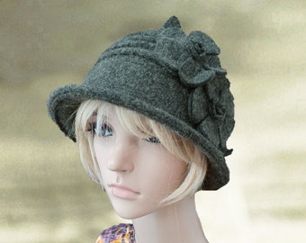 Cray felt hats, Felted wool hats, Felt womens hat, Dark gray wool hat, Ladies felt hat, Wool hat for lady, Women&#39;s felt hat, Woo felted hat