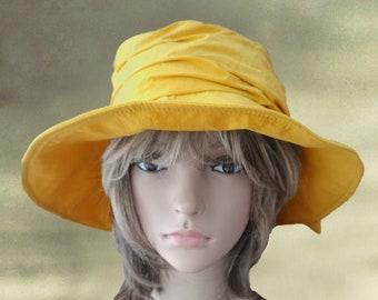 Chapéu cloche feminino de verão: chapéu de sol de tecido (tamanho 21-22)