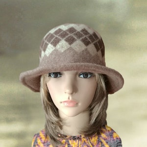 Felted Wool Winter Hat: Argyle Cloche