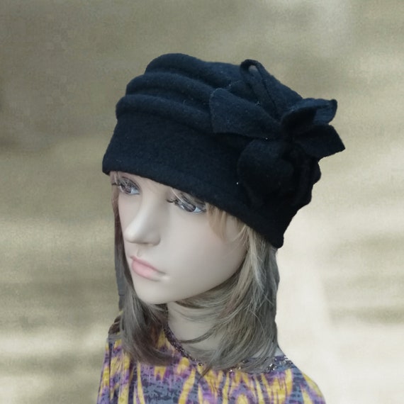 Black Felt Wool Hat Felted Winter Hats Womens Felted Hat Ladies Felt Hats Felt Wool Hat Lady Felted Hats Women Winter Women s Hat Etsy