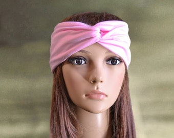 Diadema turbante rosa: diadema de yoga retorcida para mujer