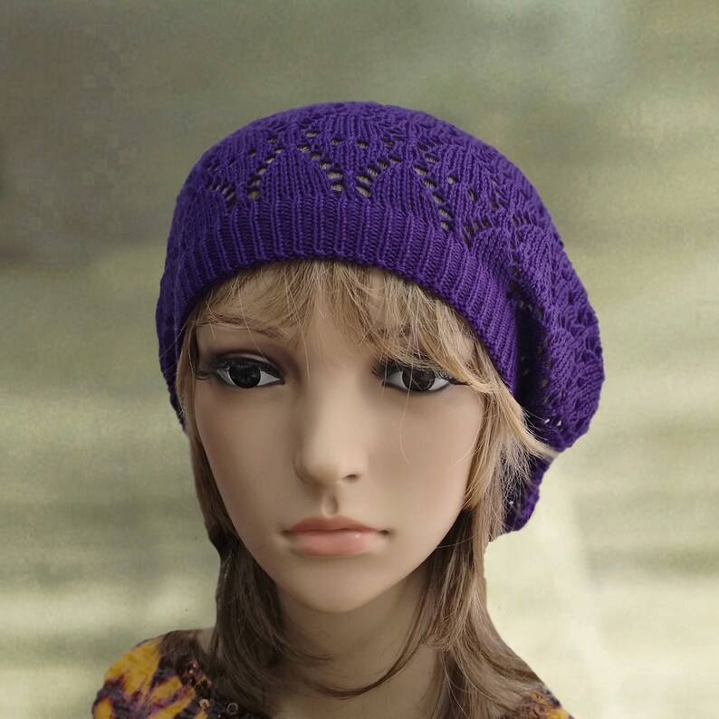 Knitted Womens Beret Ladies Knit Beret Embellished Beret Etsy
