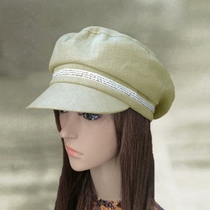 Linen Newsboy Sun Cap with Visor - Women&#39;s Summer Hat
