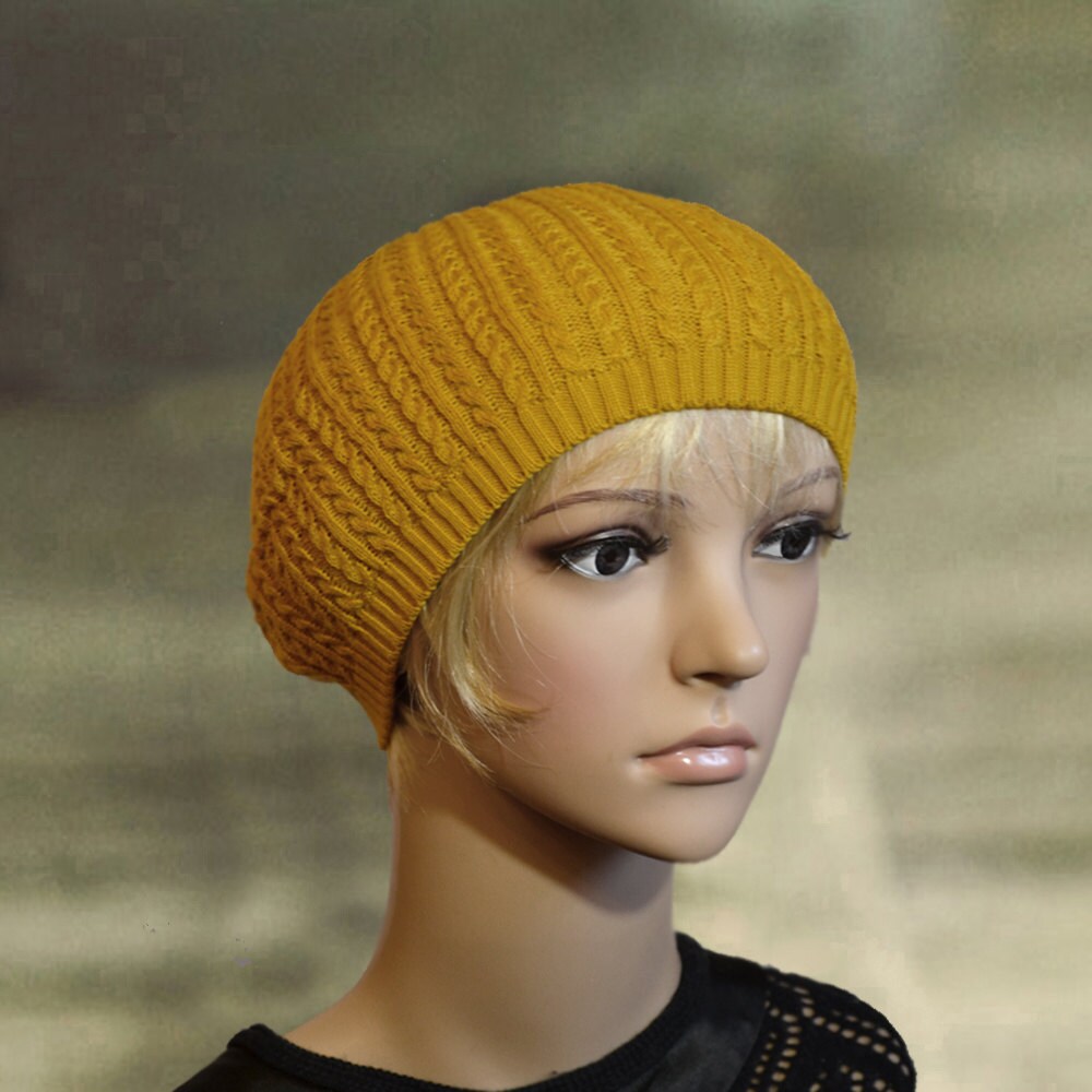 Knit thin beret, Spring knit beret, Knit beanie beret, Slightly slouchy hat, Knitted beret, Spring hat beanie, Knit cap beret, Knitted  cap