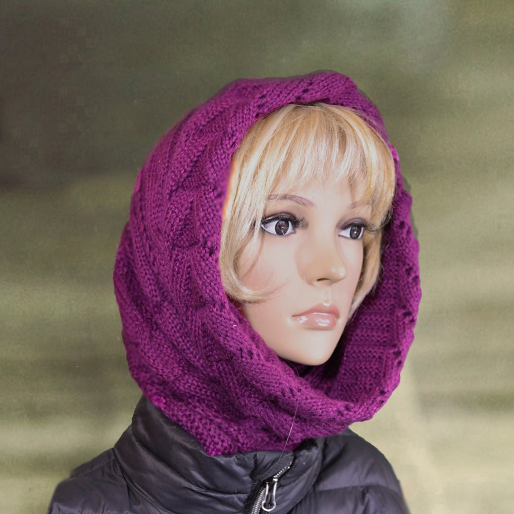 Hooded cowl scarf Scoodie wool knit Winter warm cowl Warm Etsy