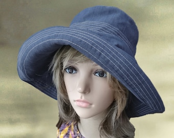 Sombrero de ala ancha de algodón para el sol: sombrero flexible para vacaciones de verano