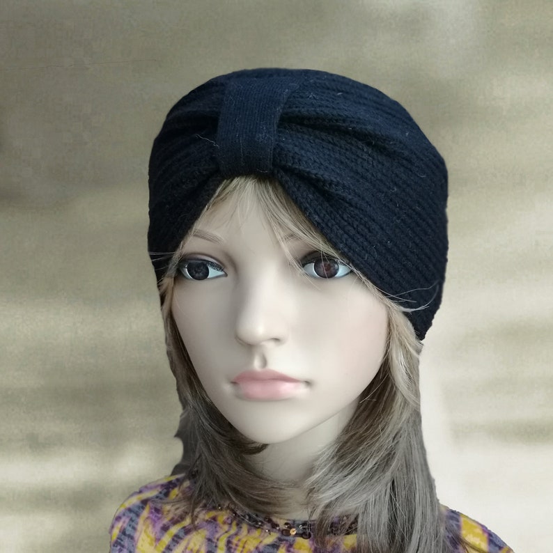 Gray Turban Hat Knit Turban Beanie Womens Knit Turban Knit Etsy