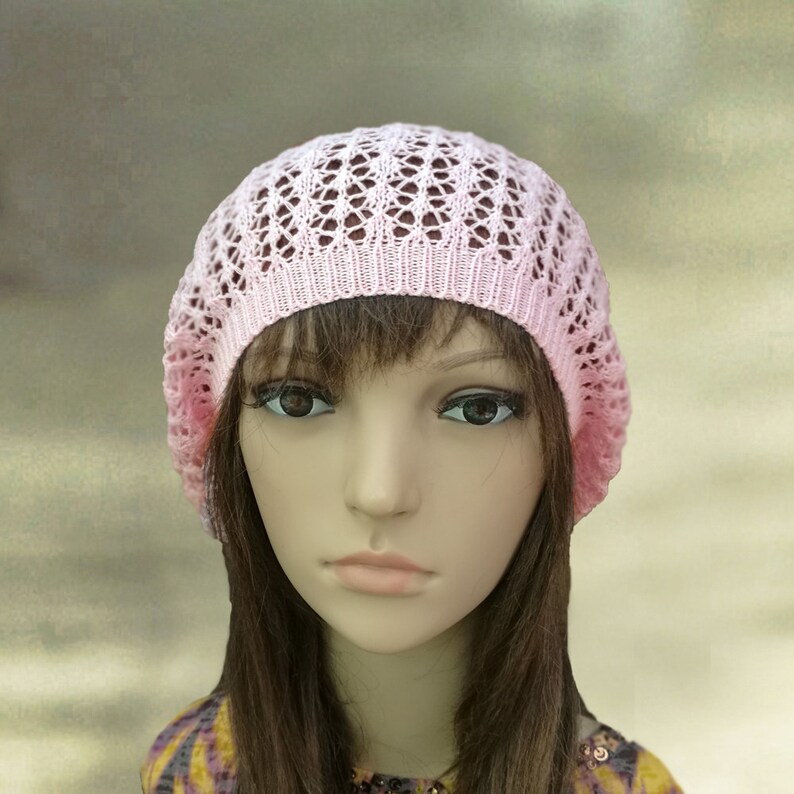 Womens summer beret Slouchy lace beanie Women's knit Etsy