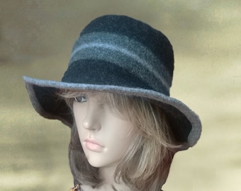 Felted Wool Cloche Hat: Elegant Gray Winter Hat