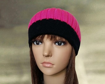 Pink skull hat, Womens knit beanie, Knitted hat beanie, Small knitted beanie, Women's pink beanie, Hats knittd winter, Beanie for winter