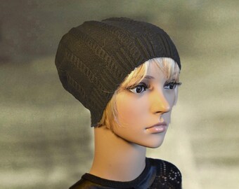 Slouchy Beanie Schwarz: Extragroße gestrickte Wintermütze