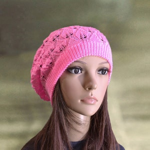 Knitted Lace Beret: Romantic Knit Beanie