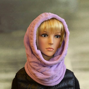 Hand Knit Wool Cowl Hood: Winter Scoodie Neck Warmer