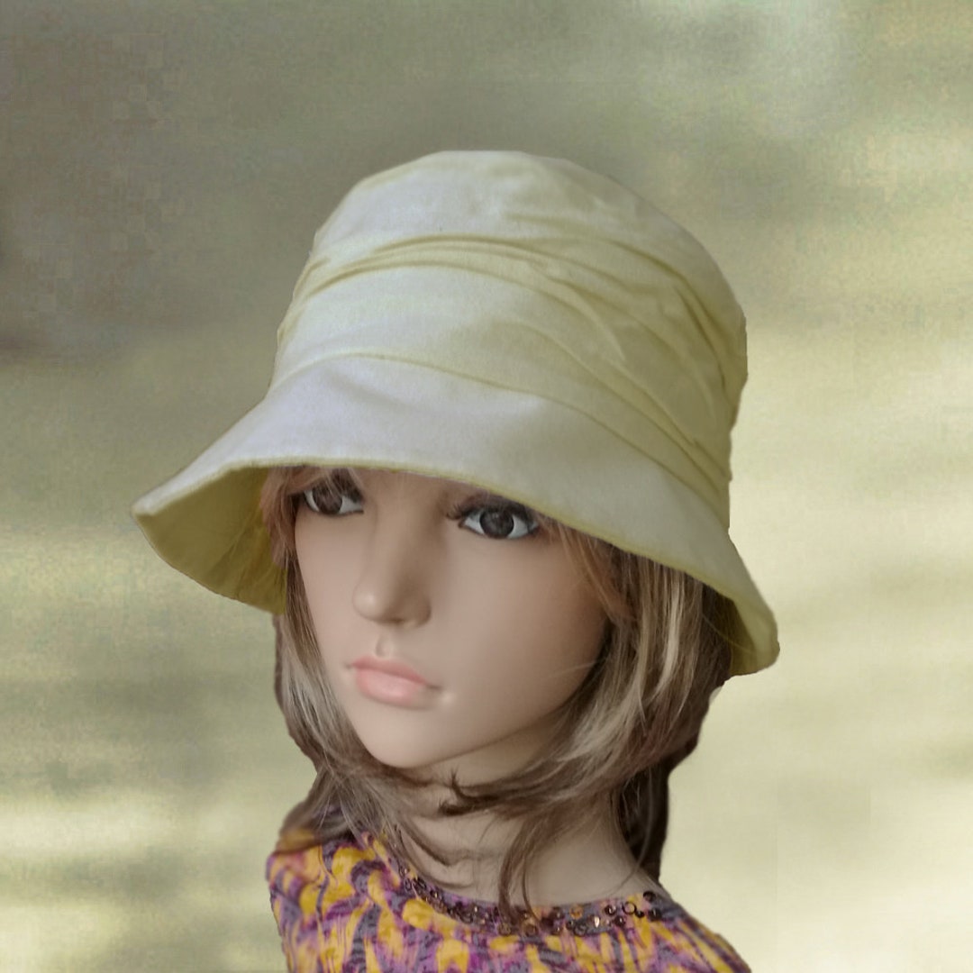 Cloche Suns Hats, Summer Cotton Hats, Womens Hats Linen, Cloche Sun Hat