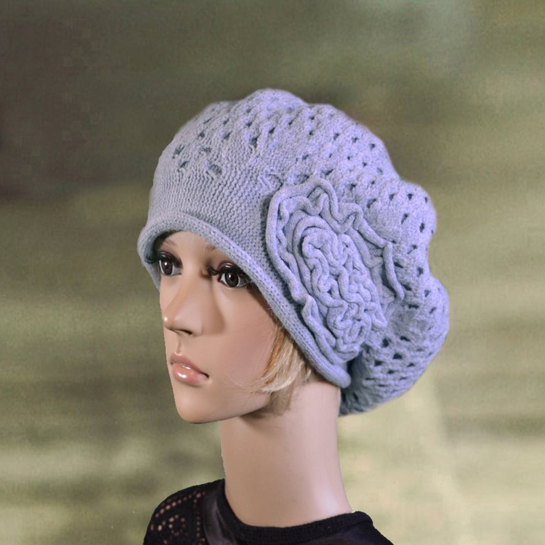 Wool slouchy beret Ladies knit beret Oversize knit hat Knit Etsy