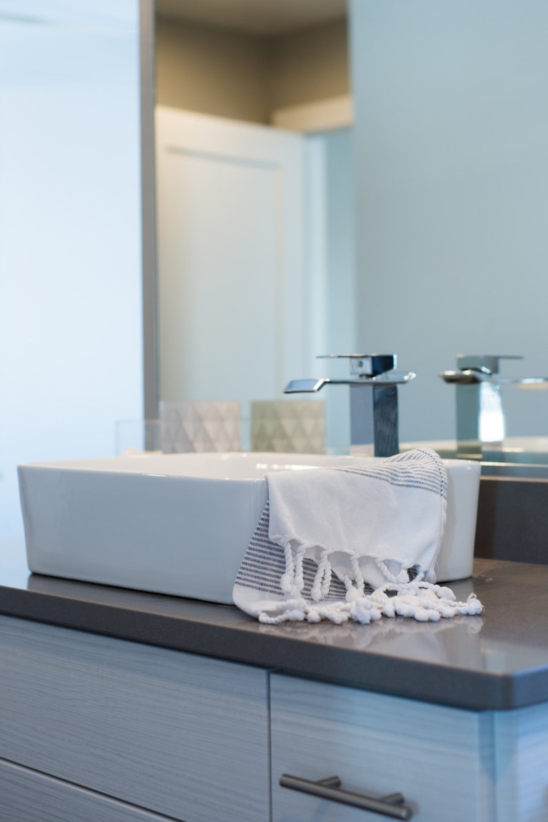 Dark Blue and White Striped Turkish Hand Towel Mod Allure Etsy