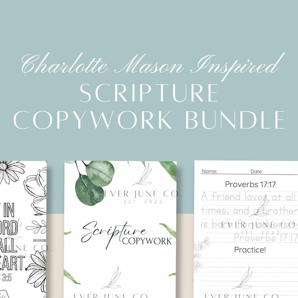 Bible Verse Copywork Bundle 2, 1st Grade, 2nd Grade, Homeschool Copywork, CM Inspired, Scripture Copywork, Printable, DIGITAL PRODUCT