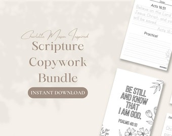 Bible Verse Copywork Bundle 1, 1st Grade, 2nd Grade, Homeschool Copywork, CM Inspired, Scripture Copywork, Printable, DIGITAL DOWNLOAD