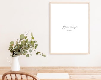 Philippians 4:4, Bible Verse, Modern Minimalist Bible Quote, Bible Verse Print, Christian Wall Art, Inspirational Decor, Minimal Verse