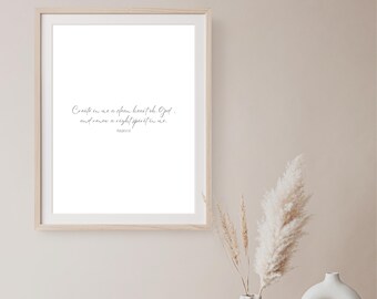 Salmo 51:10, Arte con versículos bíblicos, Cita bíblica minimalista moderna, Impresión de versículos bíblicos, Arte mural cristiano, Decoración inspiradora, Versículo minimalista