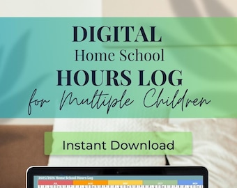 Registro digital de horas de educación en casa para varios estudiantes de Illinois 2025/2026, registro universal de horas de educación en casa, registro de horas en Hojas de cálculo de Google, rastreador de horas