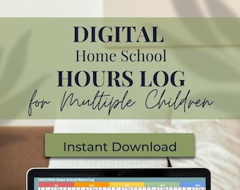 Registro digital de horas de educación en casa para varios estudiantes (NEBRASKA 2025/2026), registro universal de horas de educación en casa, registro de horas en Hojas de cálculo de Google, rastreador de horas