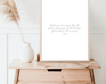 Joshua 1:9, Bible Verse, Modern Minimalist Bible Quote, Bible Verse Print, Christian Wall Art, Inspirational Decor, Minimal Verse