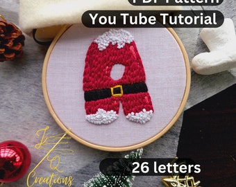 Embroidery Pattern - Hand Embroidery Pattern - Alphabet Embroidery - Christmas Alphabets Embroidery - Beginner Embroidery Pattern