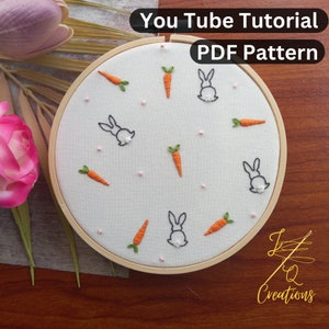 Easter Minis Hand Embroidery Pattern • floral pattern with Photo and Video Tutorials Included  • mini embroidery designs , Bunny Embroidery