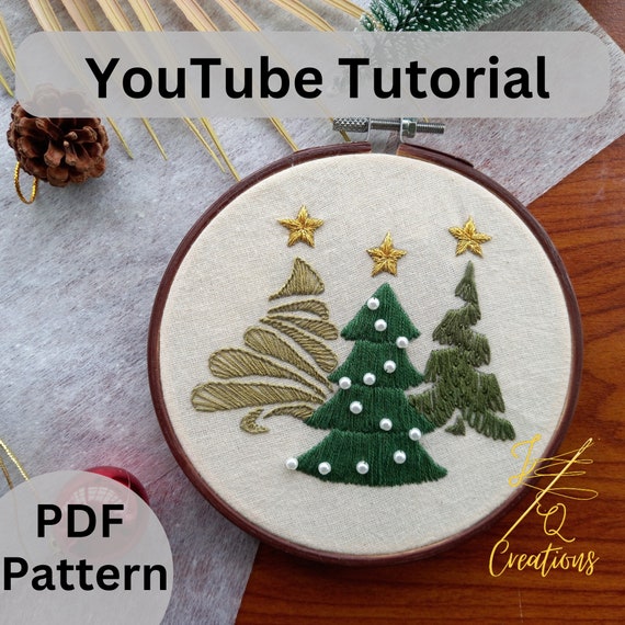 Christmas Embroidery Pattern Embroidery PDF and Video Tutorial, Tree  Embroidery, Christmas Ornament, PDF Gift for Her, Embroidery Kit (Instant  Download) 