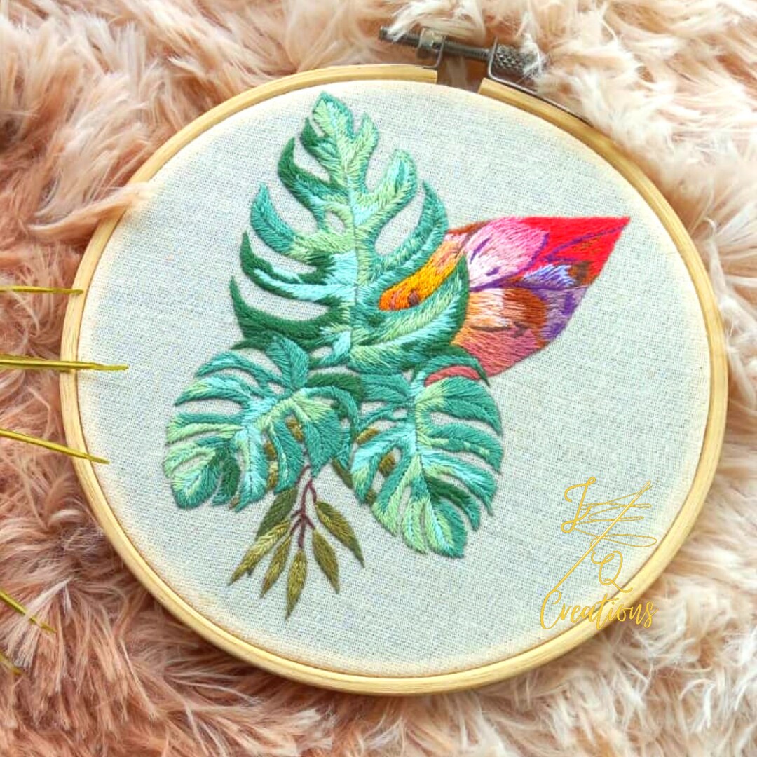 Leaves Embroidery Art Thread Painting Hand Embroidery - Etsy Singapore