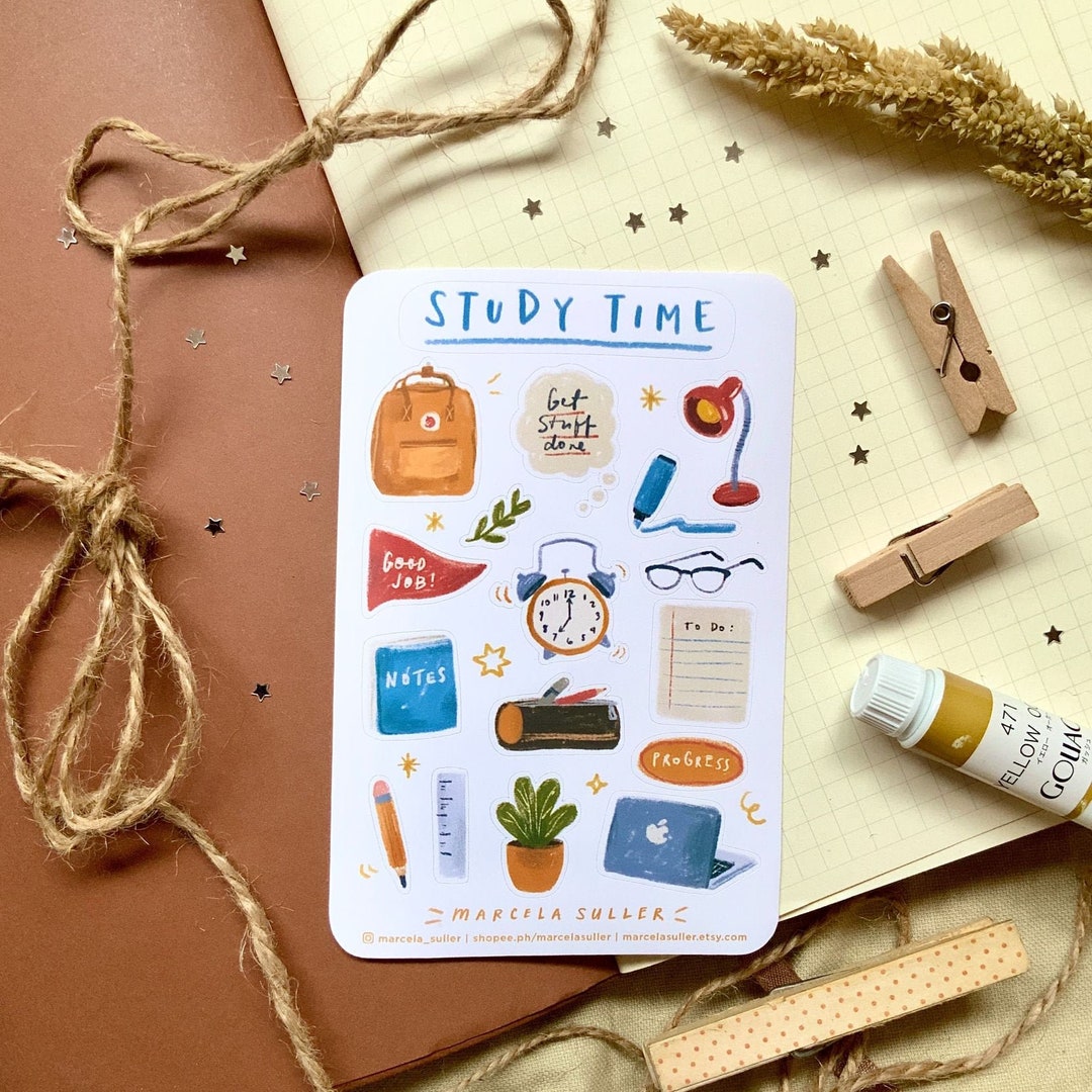 Study Time Stickers - Dark Academia Sticker, Journal Stickers, Planner ...